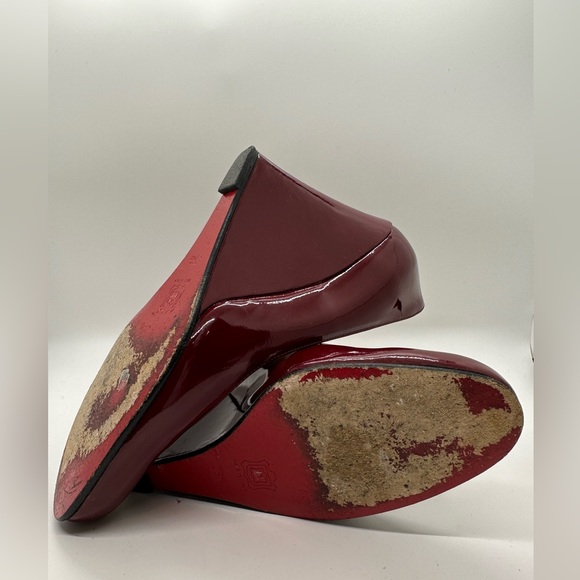 SOLD Christian Louboutin Burgundy Patent Leather  Zeppa Wedge Pumps Size 36.5 - Picture 5 of 9